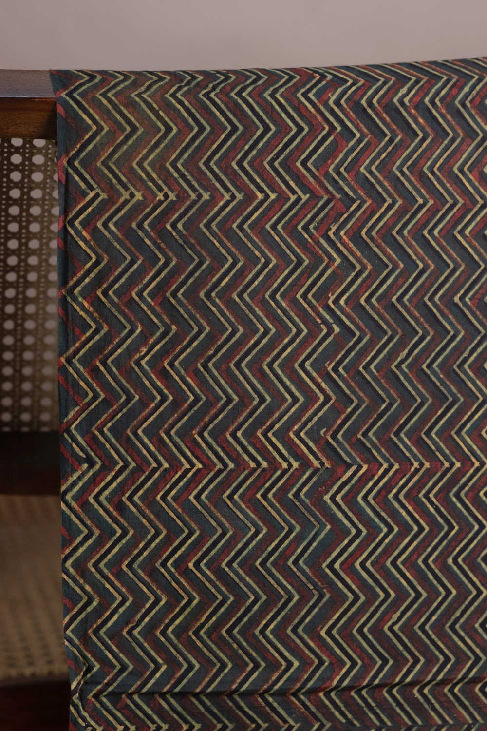 Chevron - Green Ajrak Cotton Fabric - Image 2
