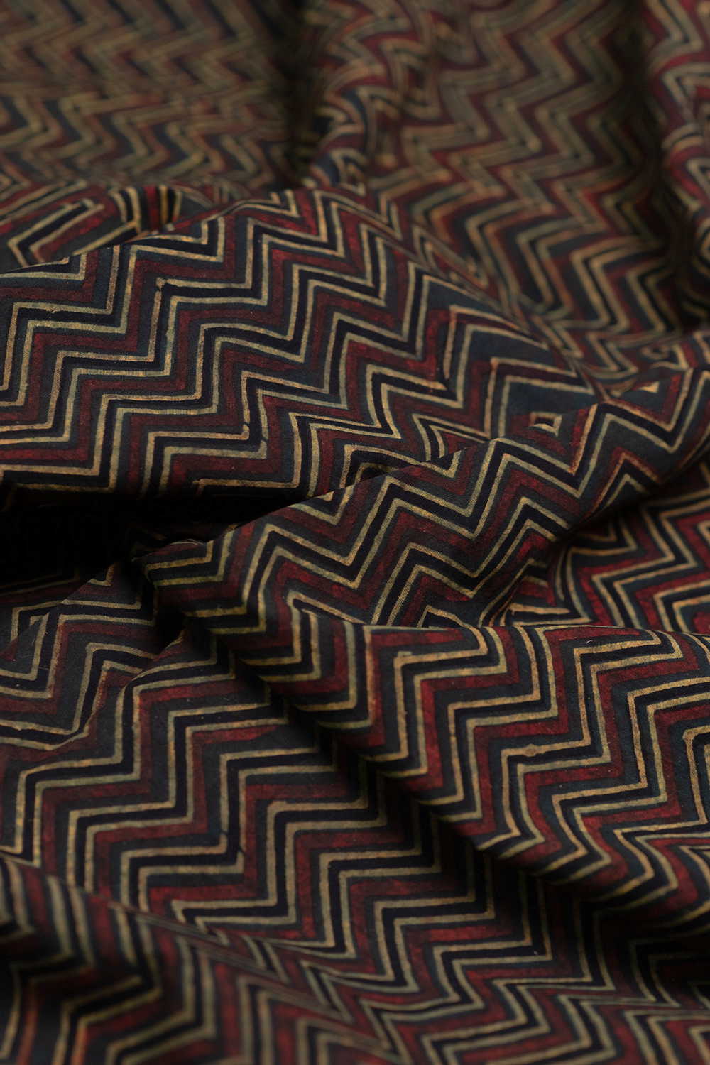 Chevron - Green Ajrak Cotton Fabric - Image 3