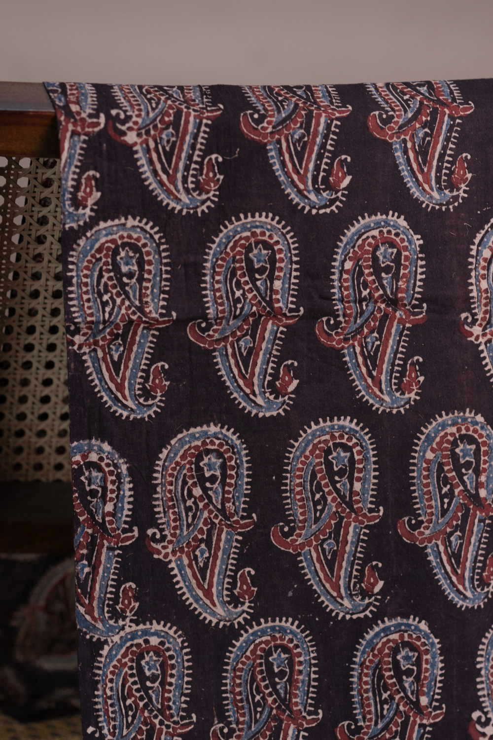 Faded Black Ajrak Cotton Fabric - Image 2