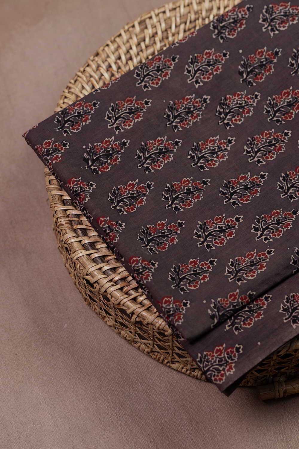 Faded Brown Ajrak Cotton Fabric - 0.5m