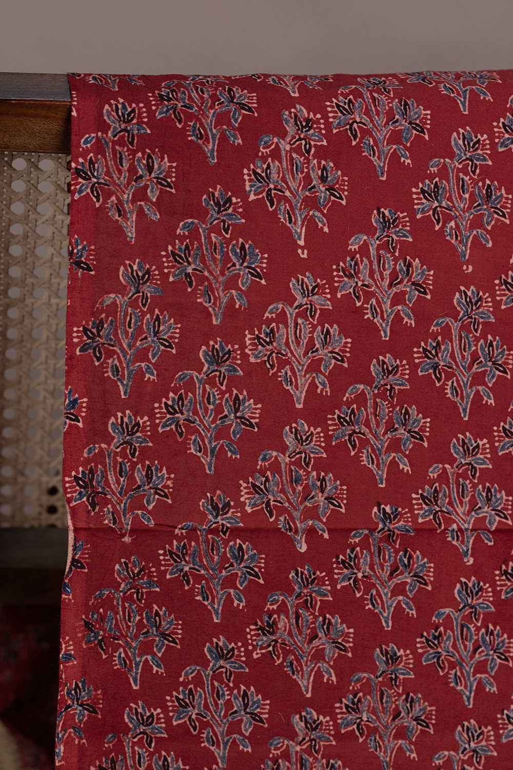 Maroon Florets Ajrak Cotton Fabric - Image 2