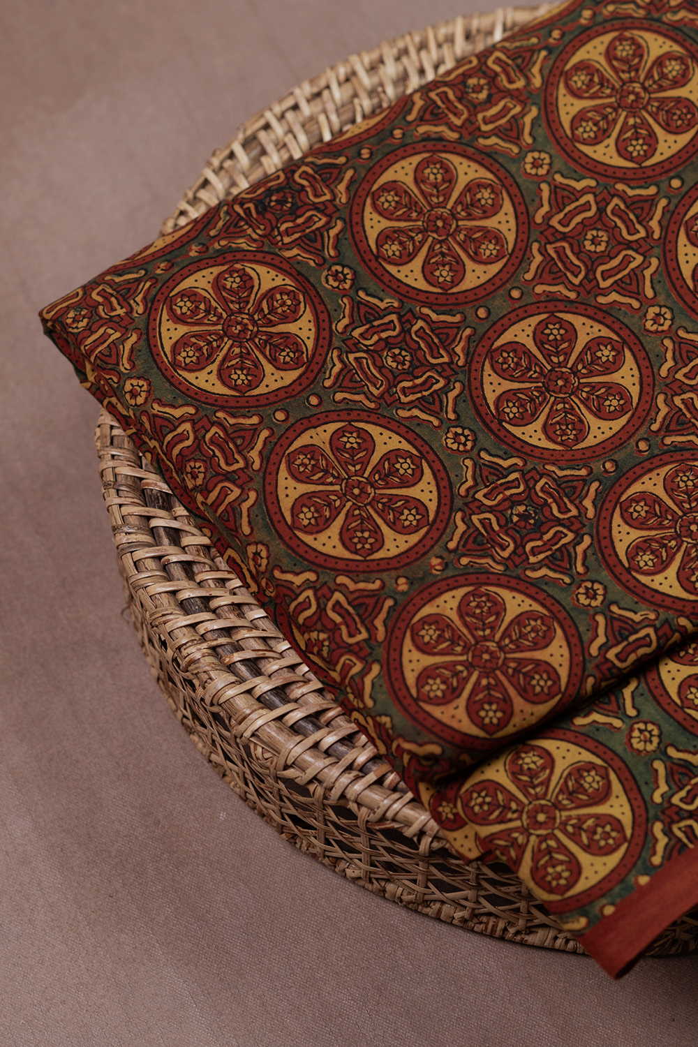 Maroon Patterned Ajrak Cotton Fabric