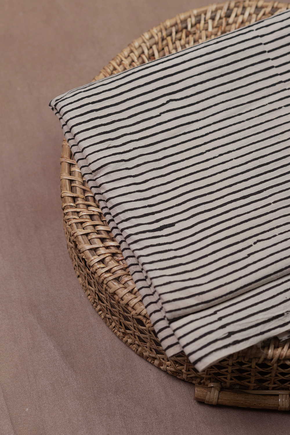 Black Stripes on Cream Ajrak Cotton Fabric - Image 2