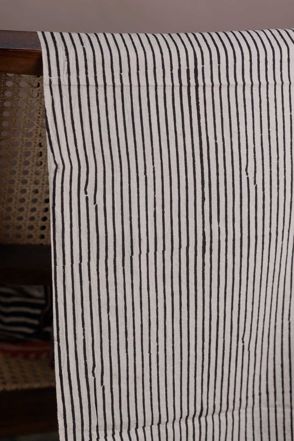 Black Stripes on Cream Ajrak Cotton Fabric - Image 3
