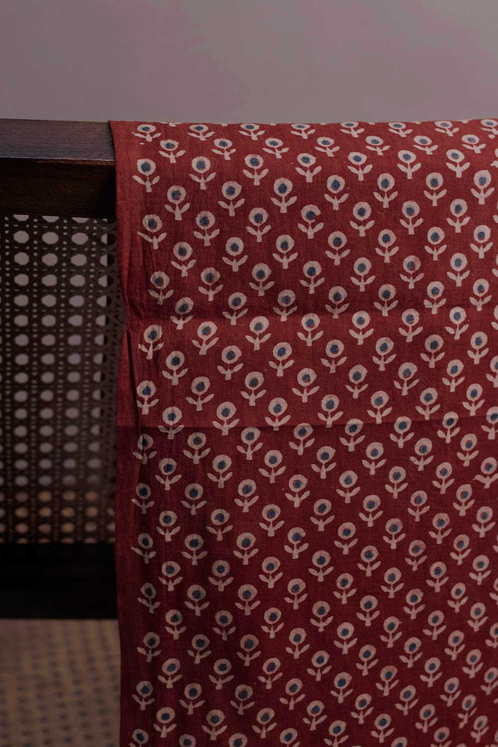 Rust Maroon - Florets Ajrak Cotton Fabric - Image 2