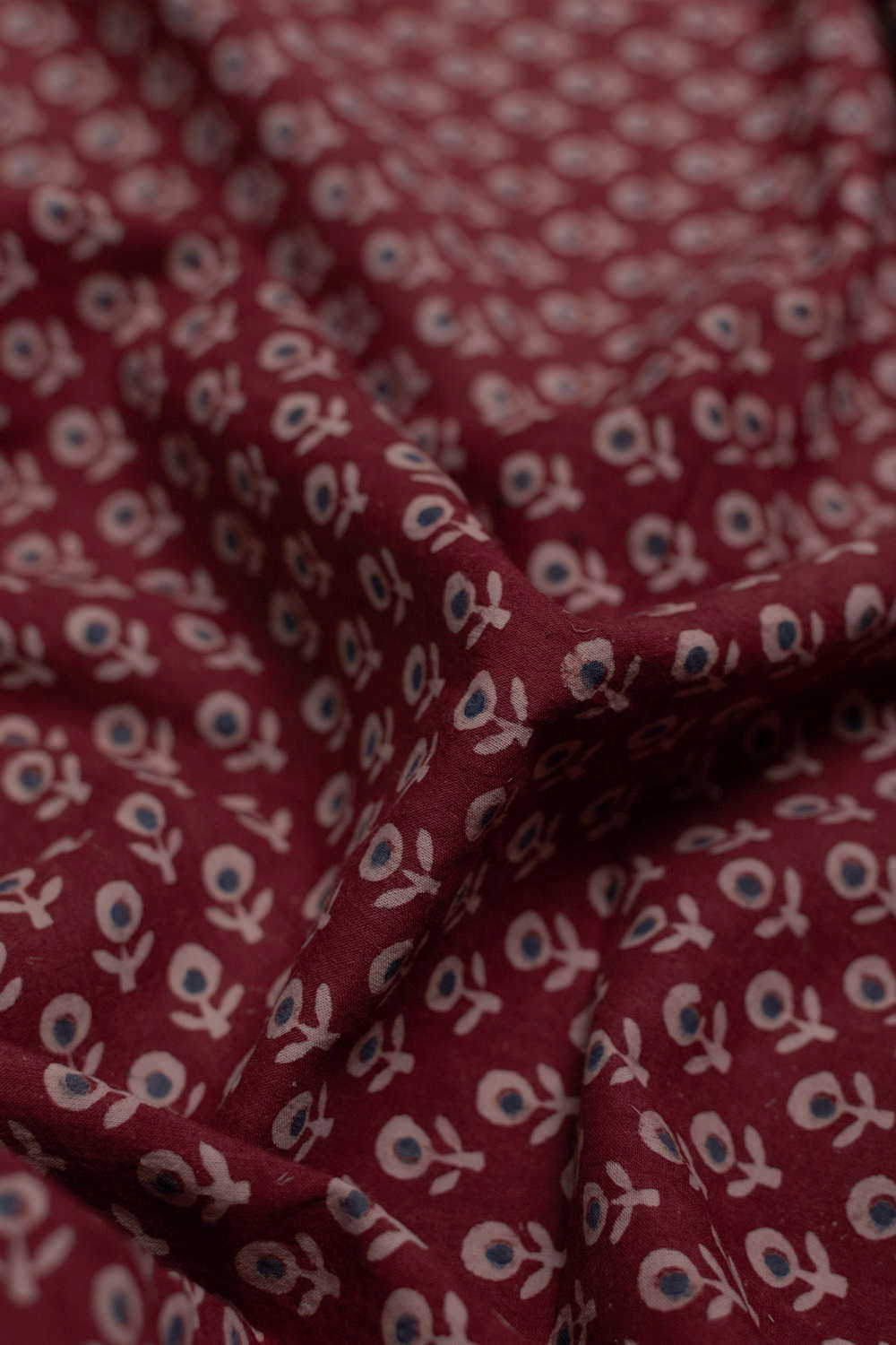 Rust Maroon - Florets Ajrak Cotton Fabric - Image 3