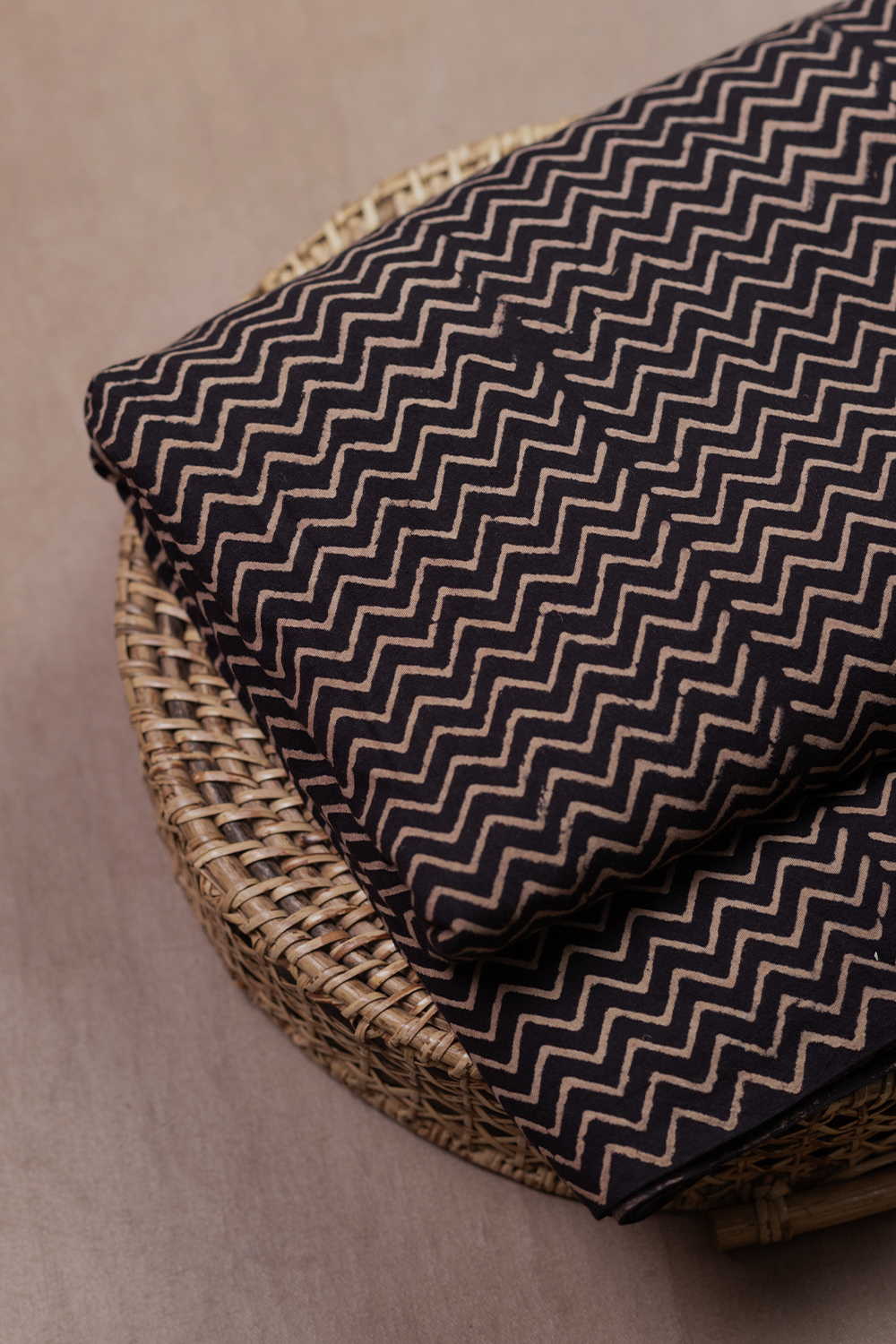 Chevron - Black Ajrak Cotton Fabric