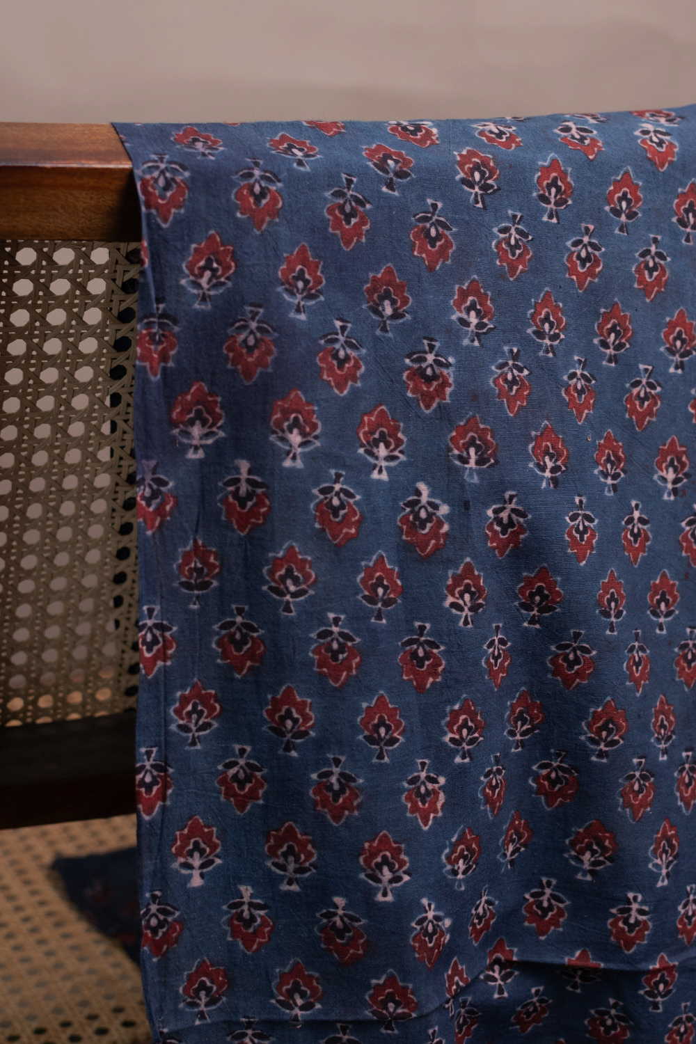 Rustic Florets - Indigo Ajrak Cotton Fabric