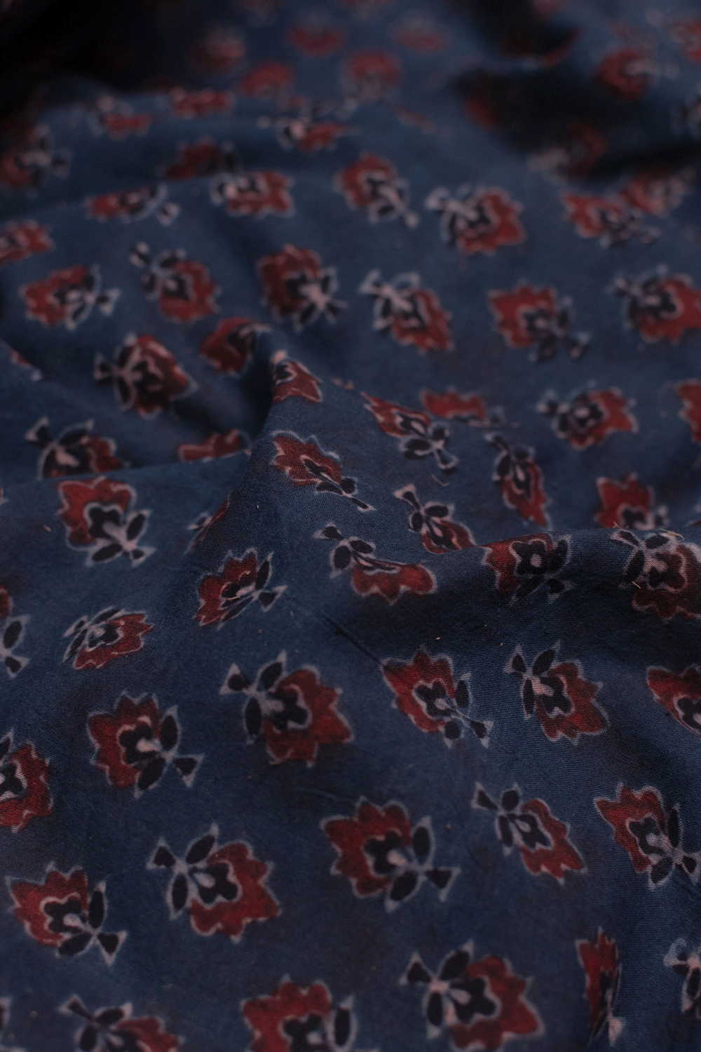 Rustic Florets - Indigo Ajrak Cotton Fabric - Image 2