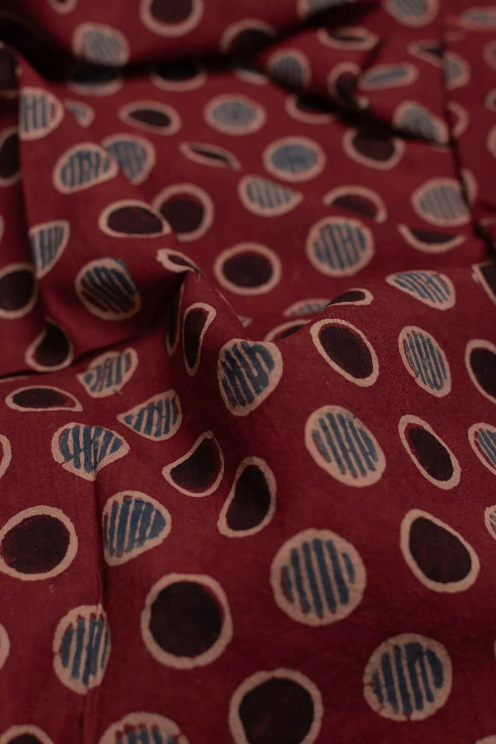 Burnt Maroon Ajrak Cotton Fabric - Image 2