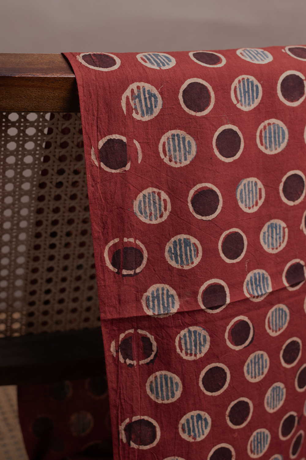 Burnt Maroon Ajrak Cotton Fabric - Image 3