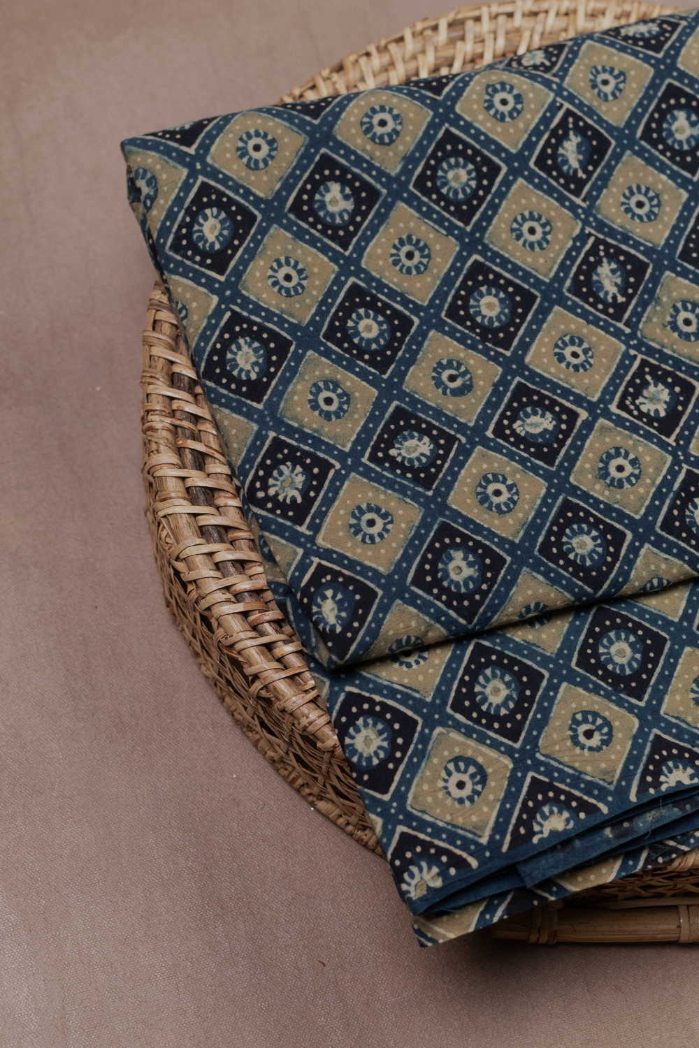 Indigo Mosaic Ajrak Cotton Fabric