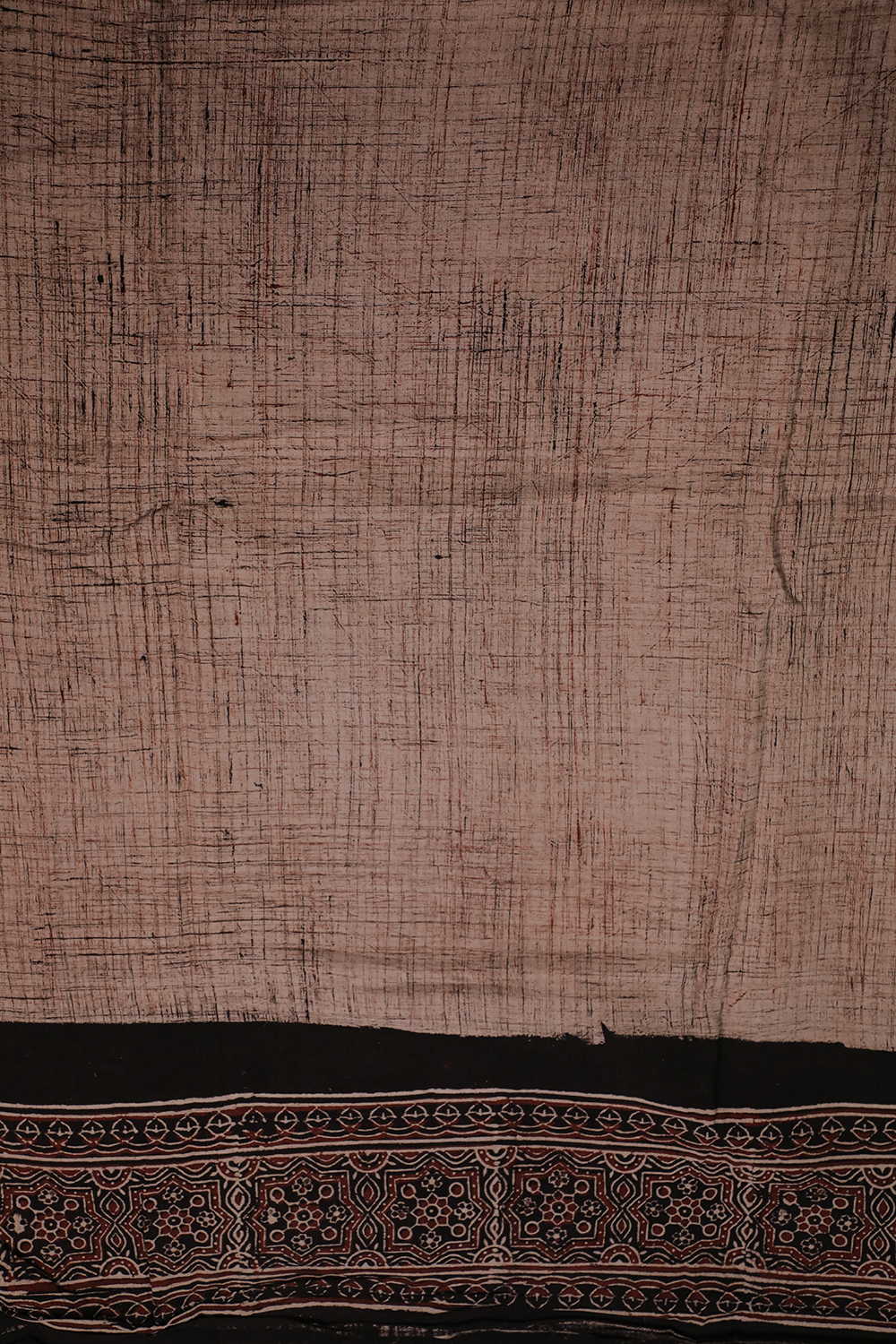 Beige Drift with Black Border Ajrak Cotton Fabric - 0.5m - Image 4