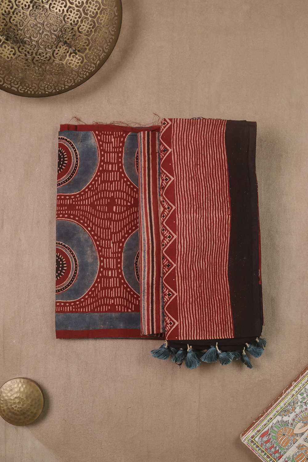 Maroon with Indigo Pattern Ajrak Cotton Suit