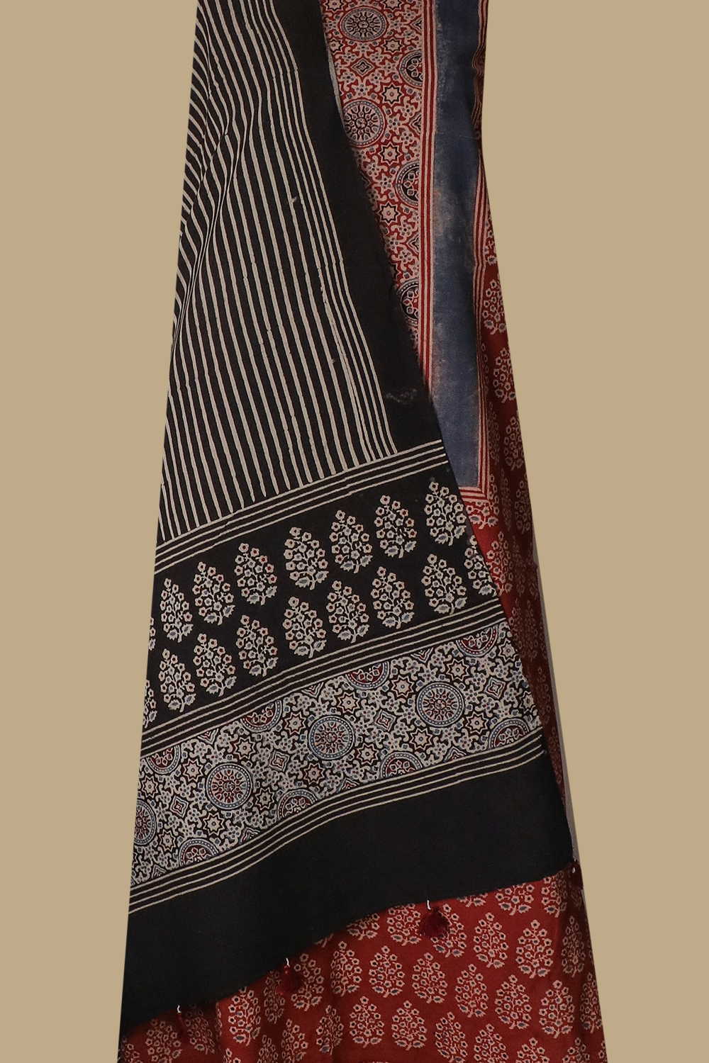 Maroon with Butta Ajrak Cotton Suit - Image 2