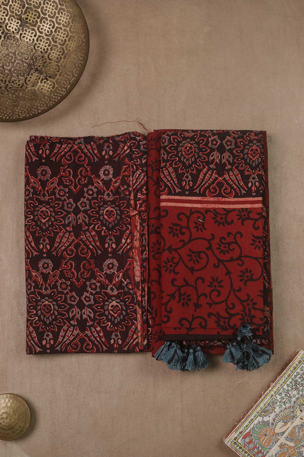 Intricate Design - Maroon Ajrak Cotton Suit