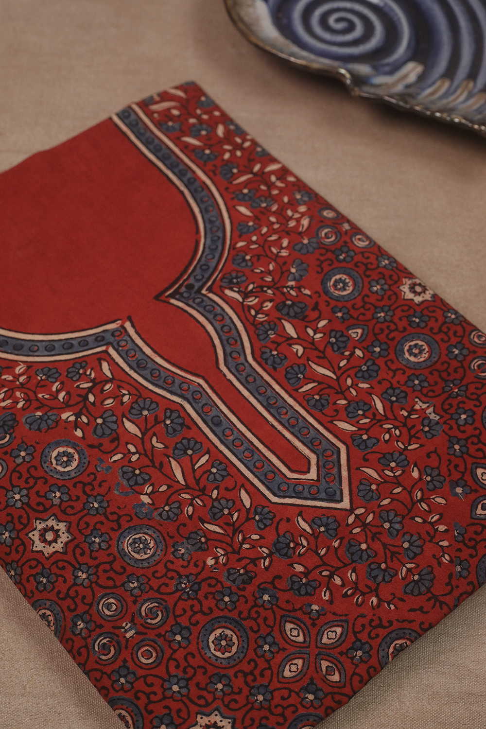 Ruby Maroon Ajrak Kaftan Cotton Fabric
