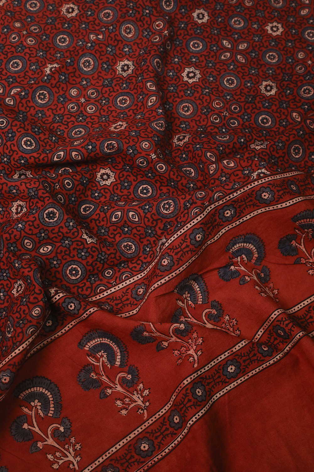 Ruby Maroon Ajrak Kaftan Cotton Fabric - Image 4