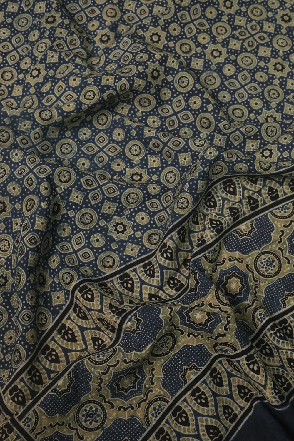 Green Patterns - Indigo Ajrak Kaftan Cotton Fabric - Image 4