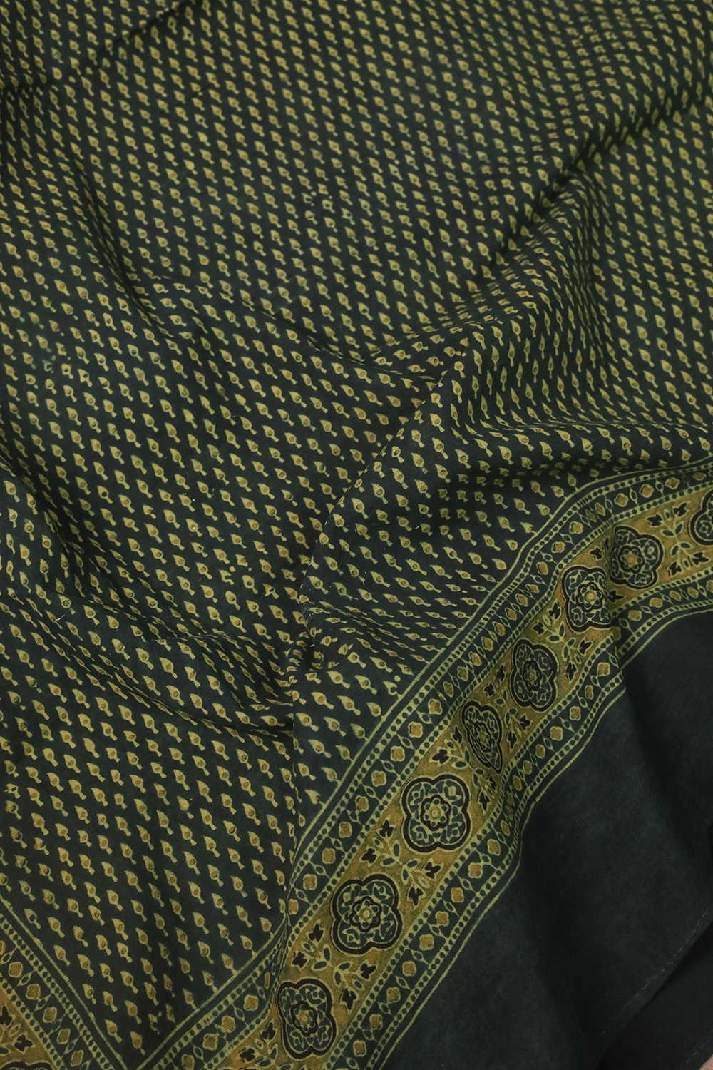 Green Ajrak Kaftan Cotton Fabric - Image 3
