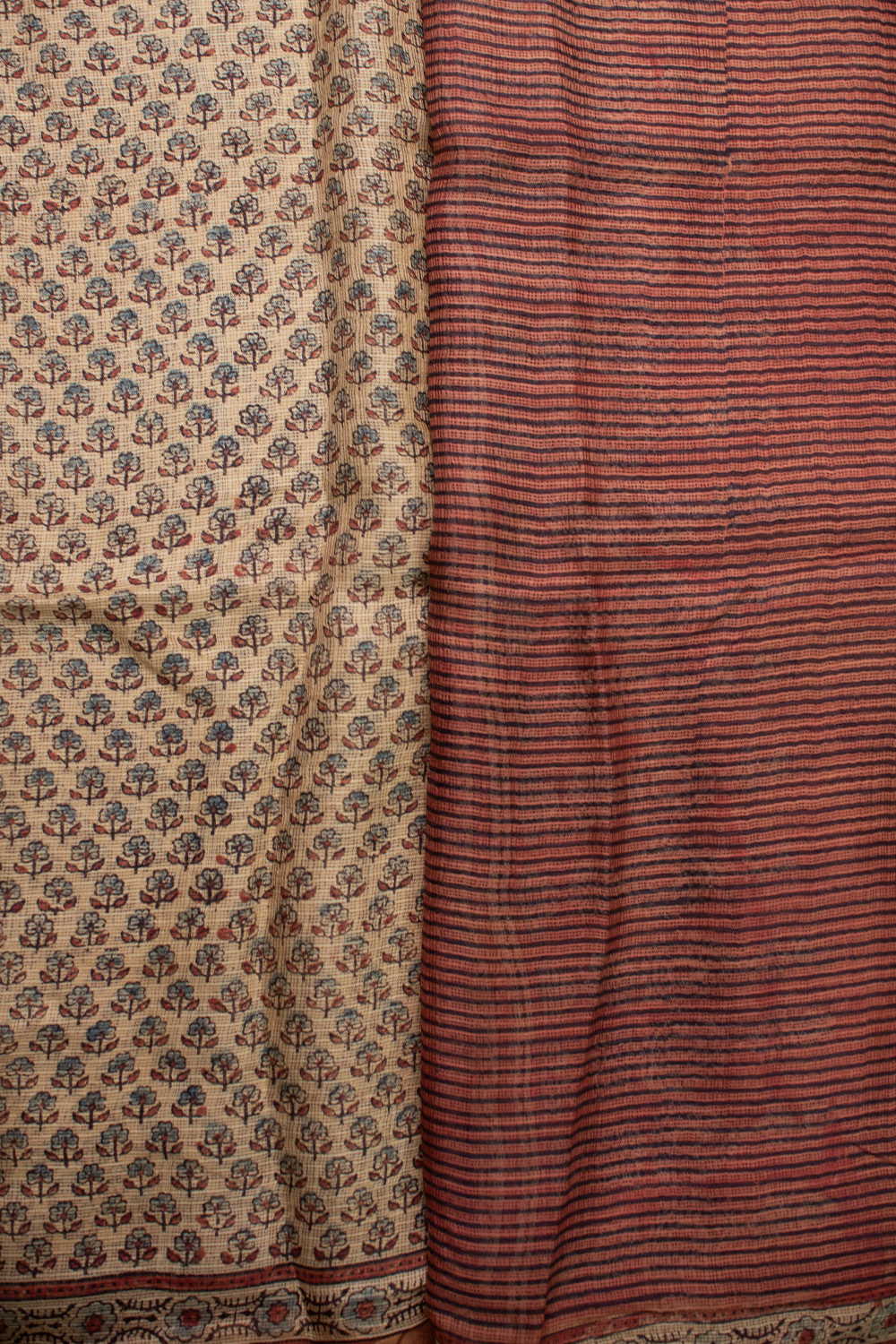 Mini Florets Ajrak Kota Silk saree - Image 4
