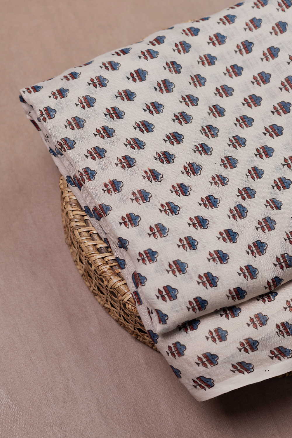Little Motifs - Cream Ajrak Linen Fabric - Image 2