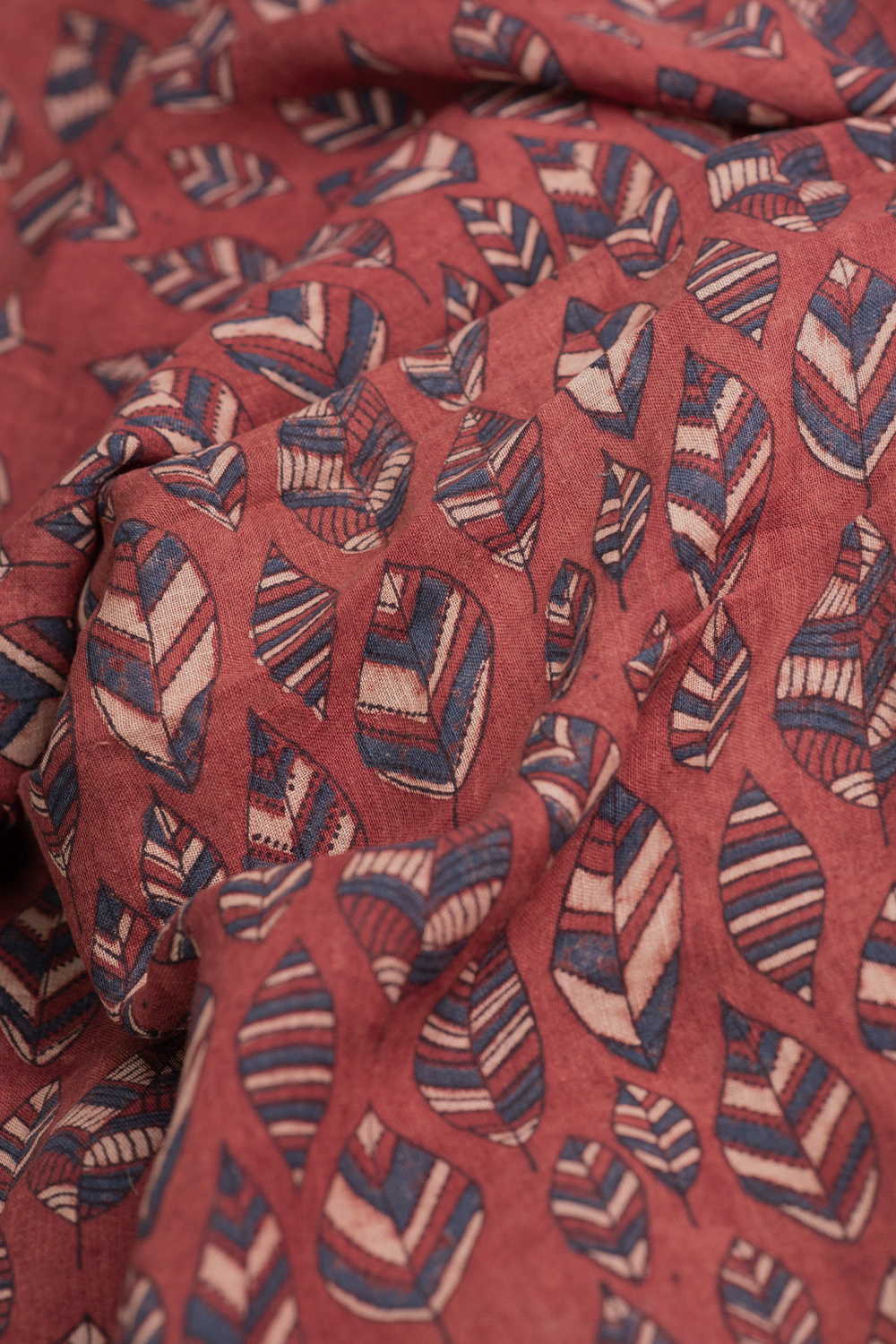 Rusted Maroon Ajrak Linen Fabric - Image 3