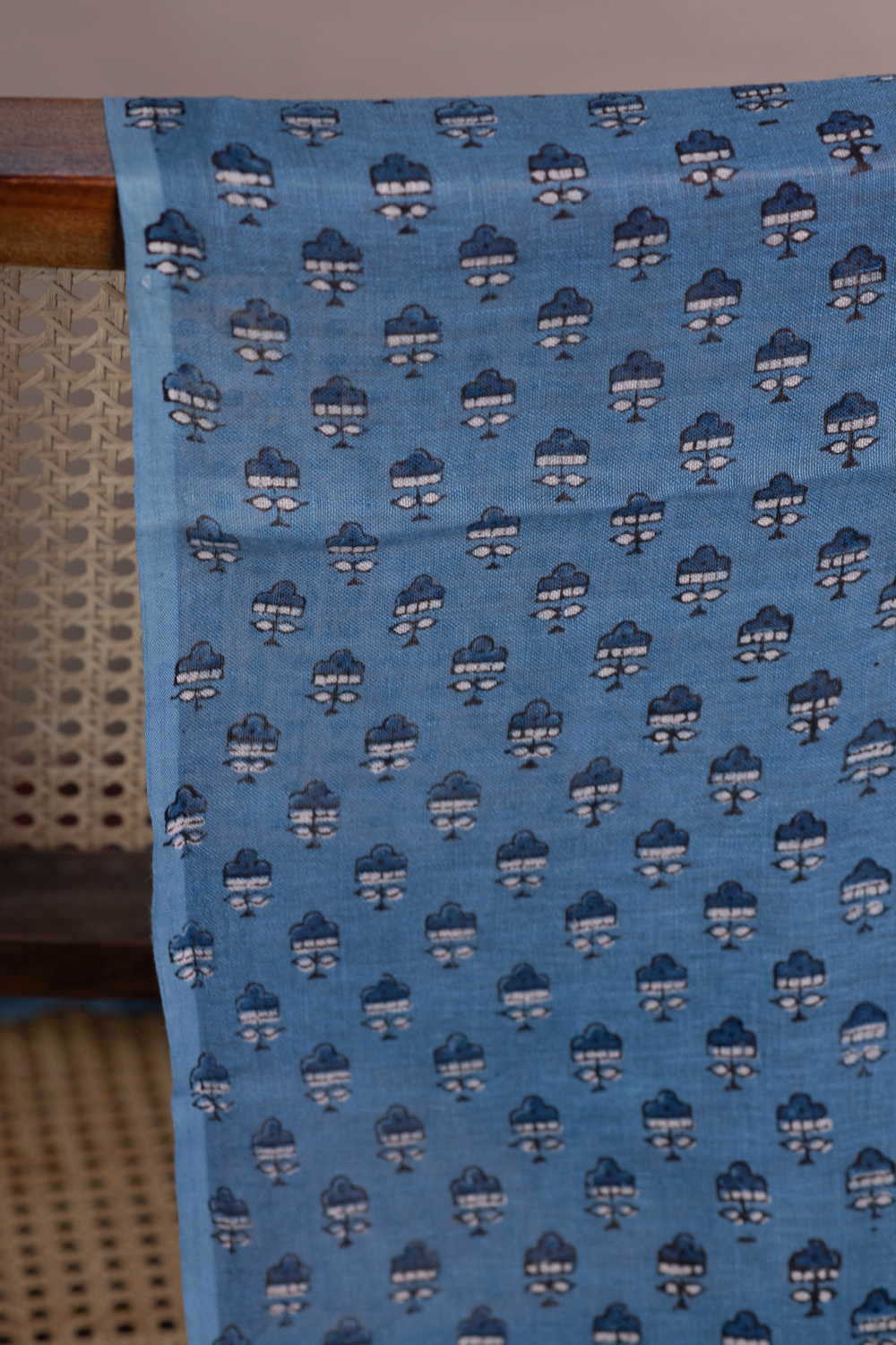 Blue Ajrak Linen Fabric - Image 2