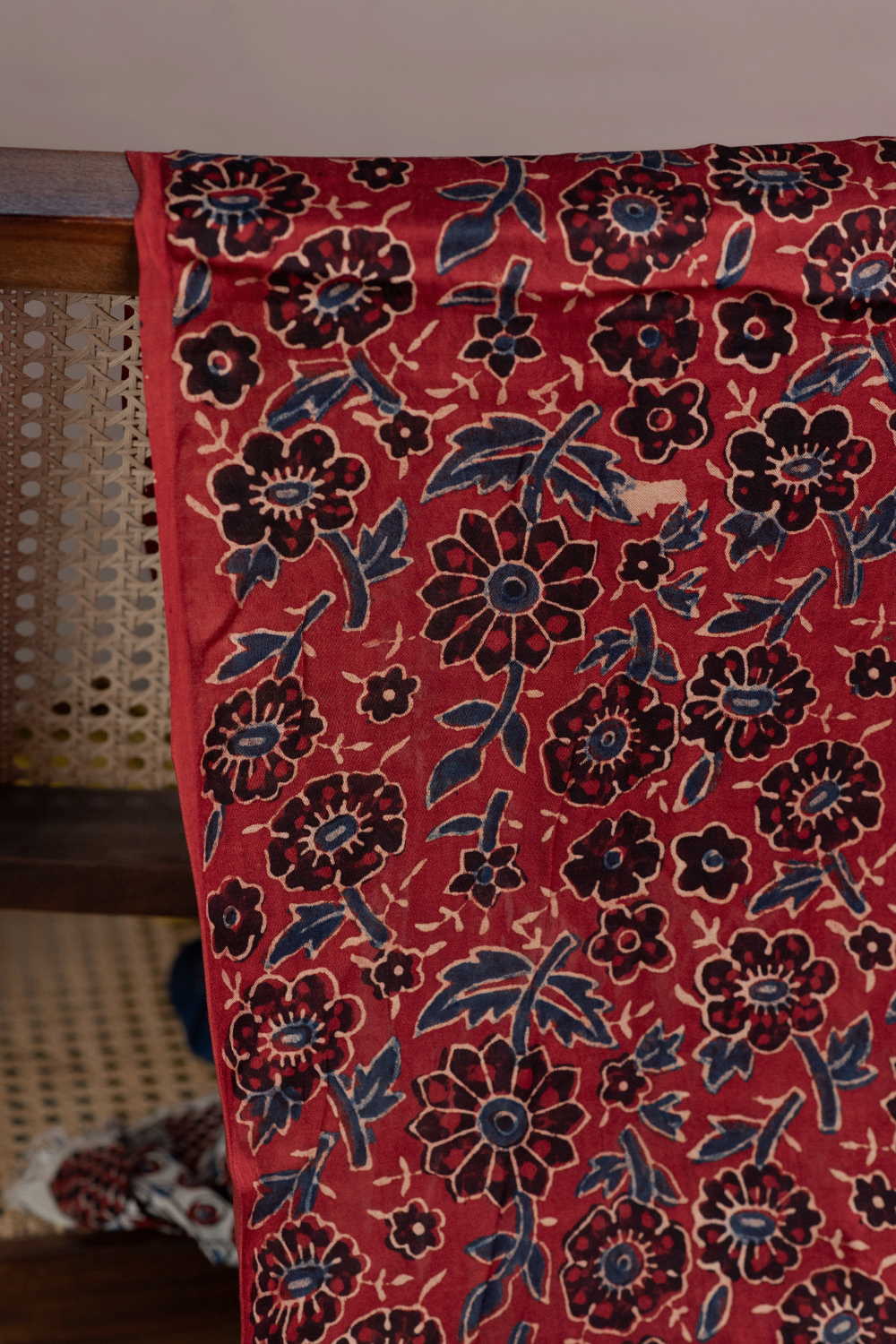 Maroon Garden Ajrak Modal Silk Fabric