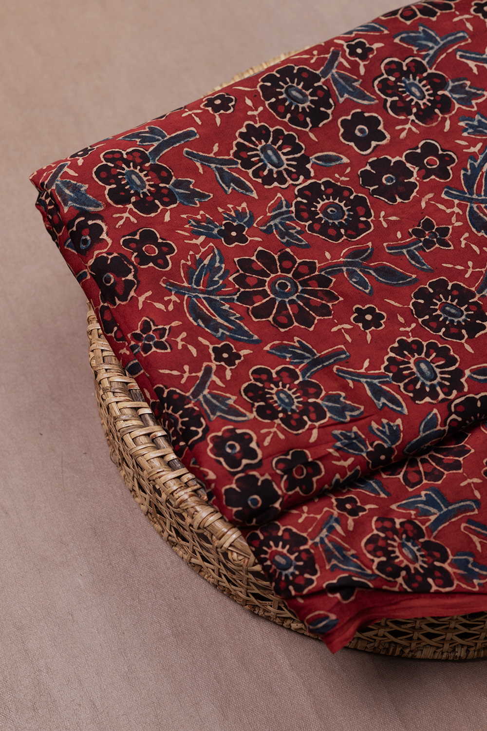 Maroon Garden Ajrak Modal Silk Fabric - Image 2