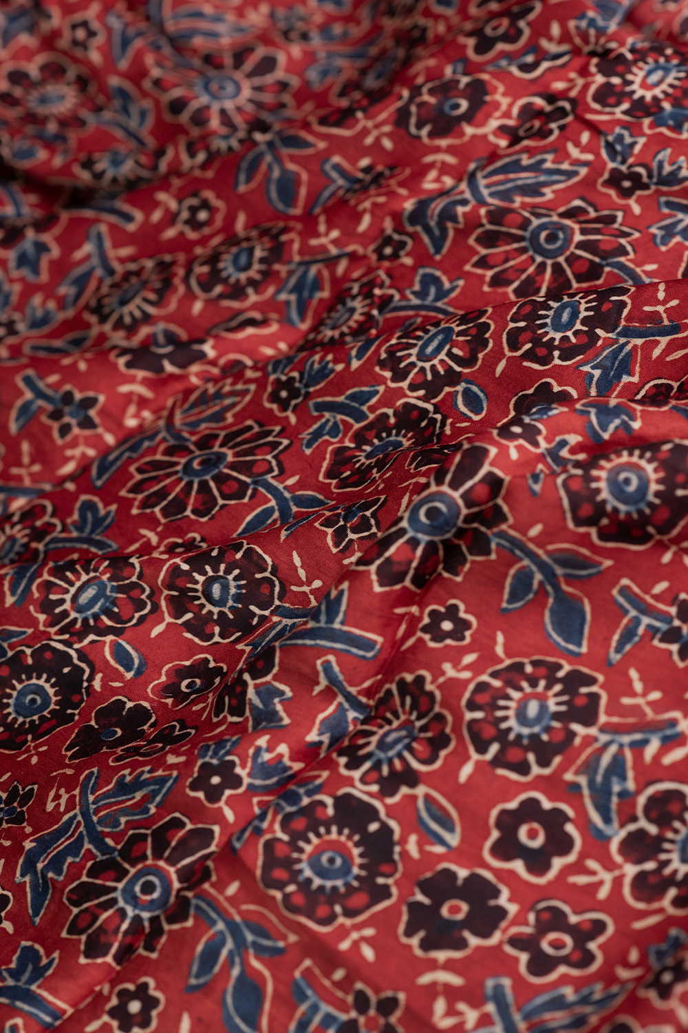 Maroon Garden Ajrak Modal Silk Fabric - Image 3