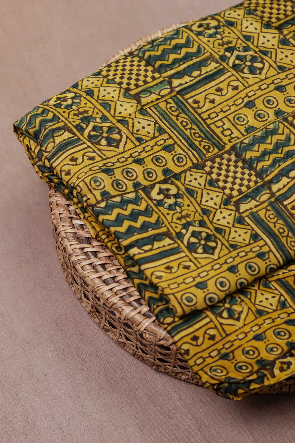 Pattern - Yellow Ajrak Modal Silk Fabric