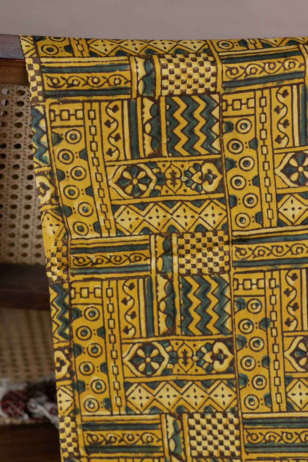 Pattern - Yellow Ajrak Modal Silk Fabric - Image 2