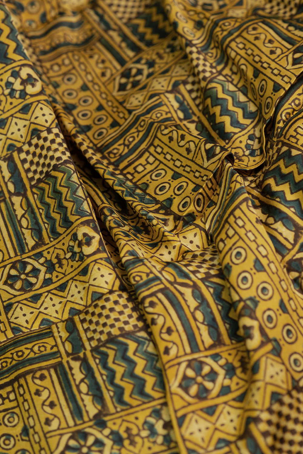 Pattern - Yellow Ajrak Modal Silk Fabric - Image 3