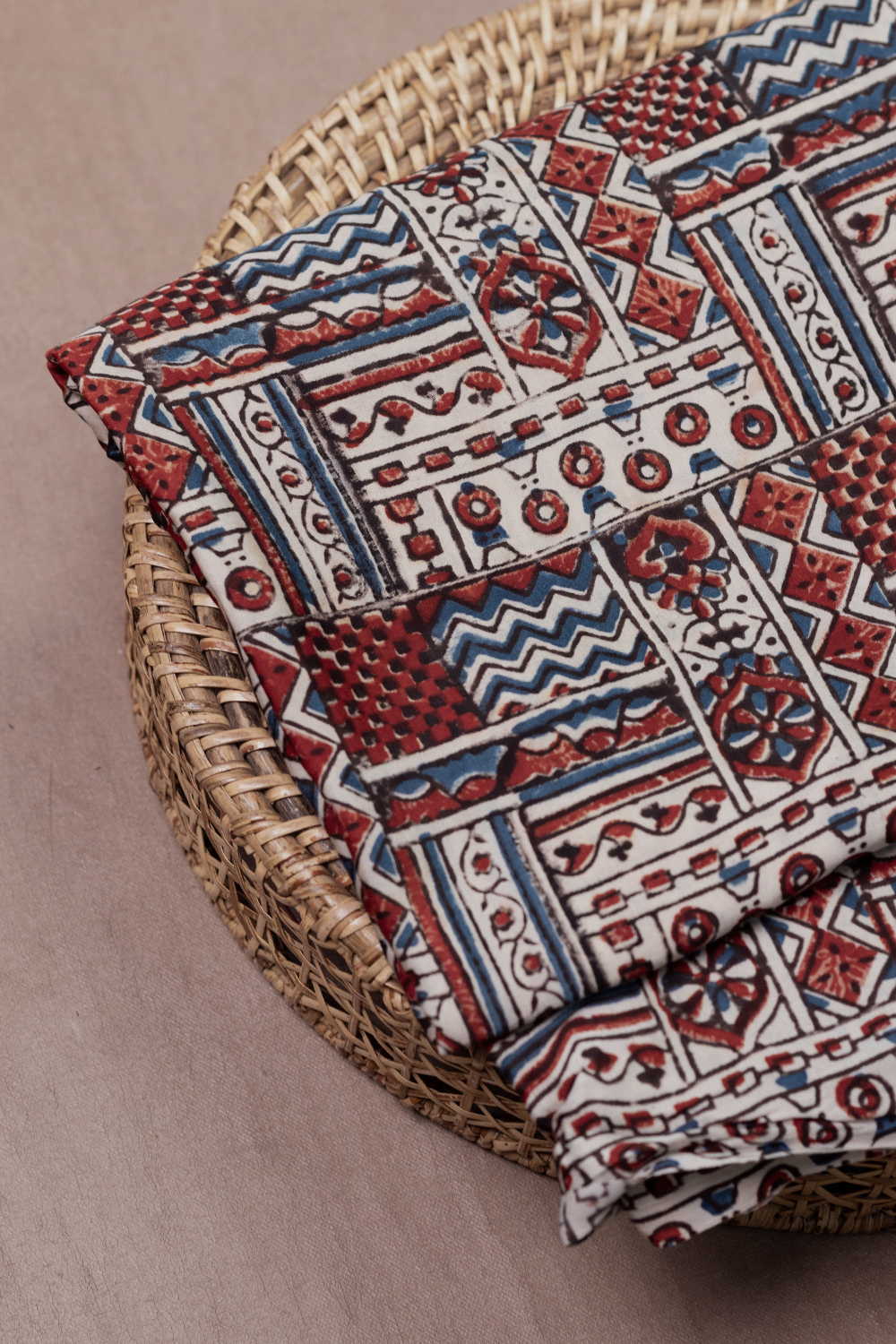 Pattern - Cream Ajrak Modal Silk Fabric