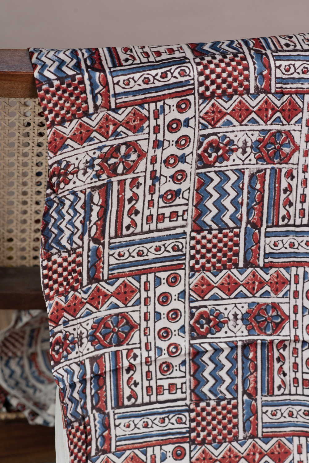Pattern - Cream Ajrak Modal Silk Fabric - Image 2