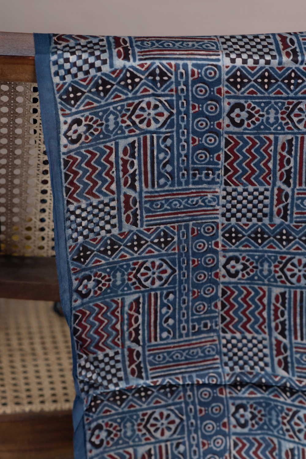 Indigo Ajrak Modal Silk Fabric - Image 2