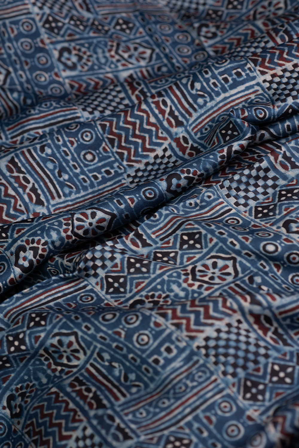 Indigo Ajrak Modal Silk Fabric - Image 3