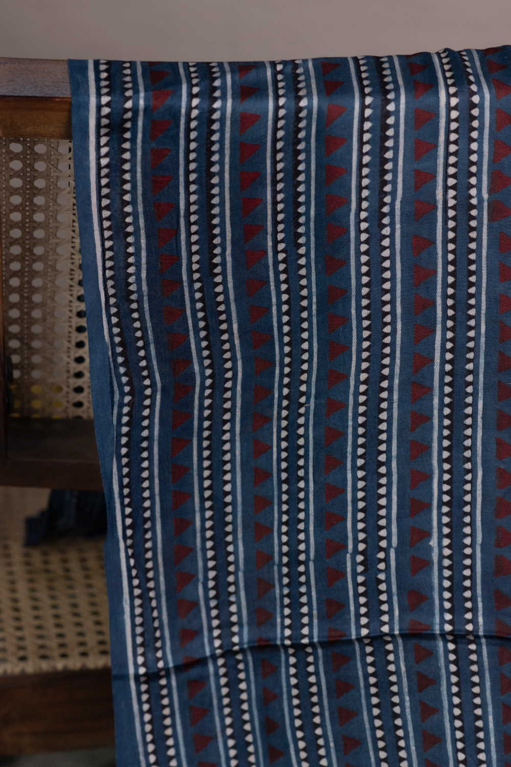 Indigo - Stripe Ajrak Modal Silk Fabric - Image 2