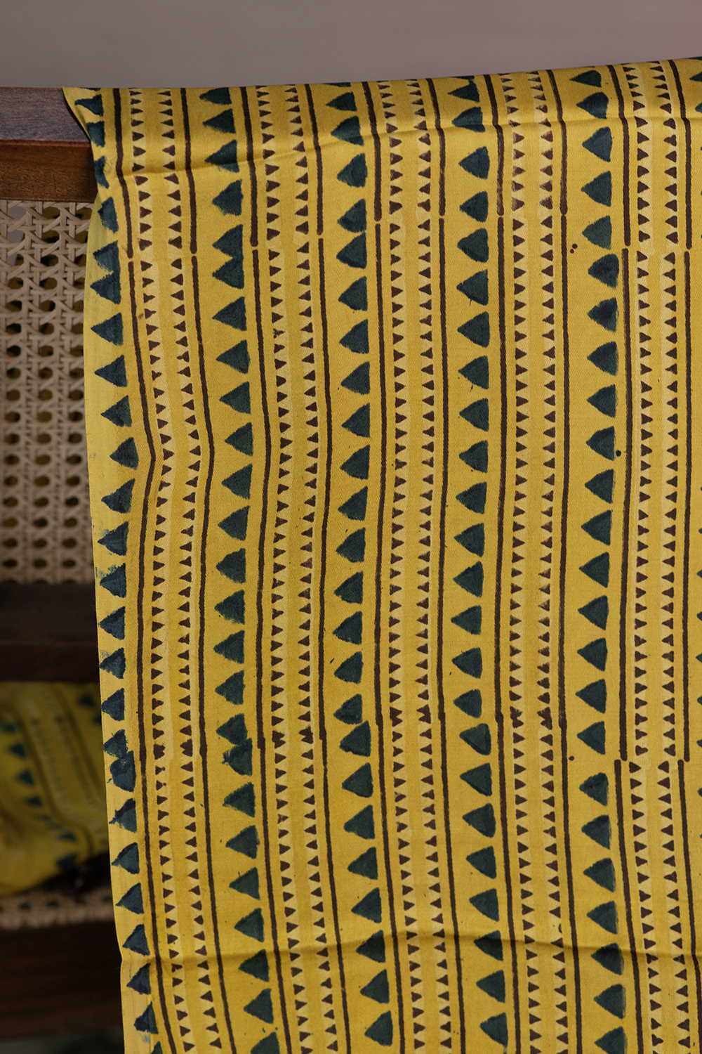 Dark Yellow Ajrak Modal Silk Fabric