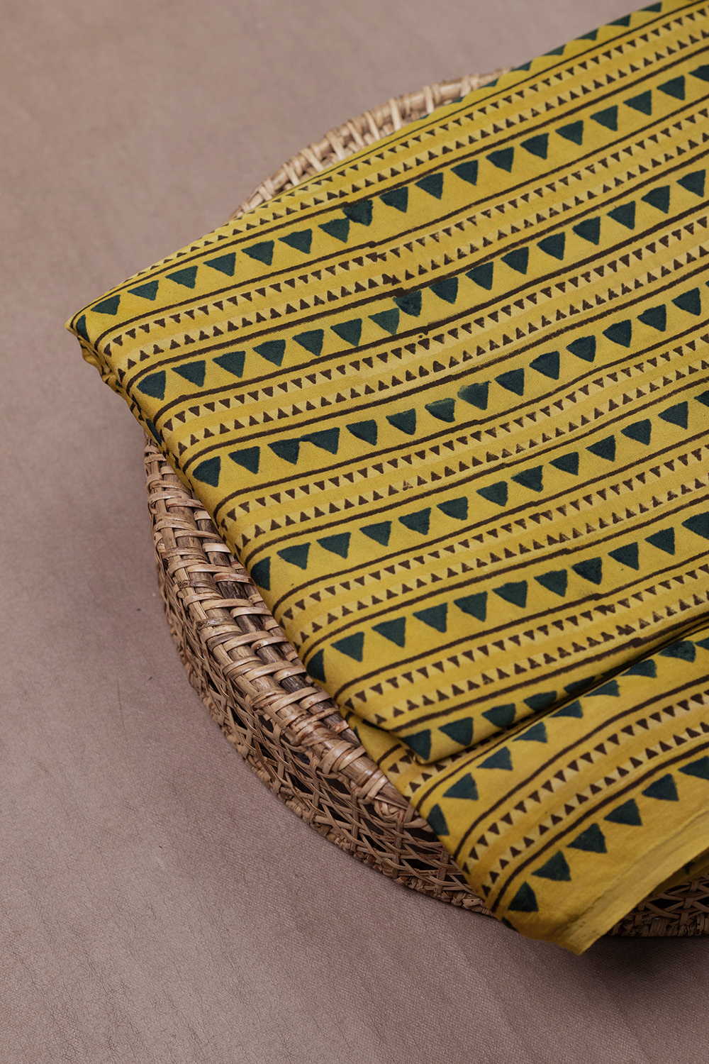 Dark Yellow Ajrak Modal Silk Fabric - Image 2