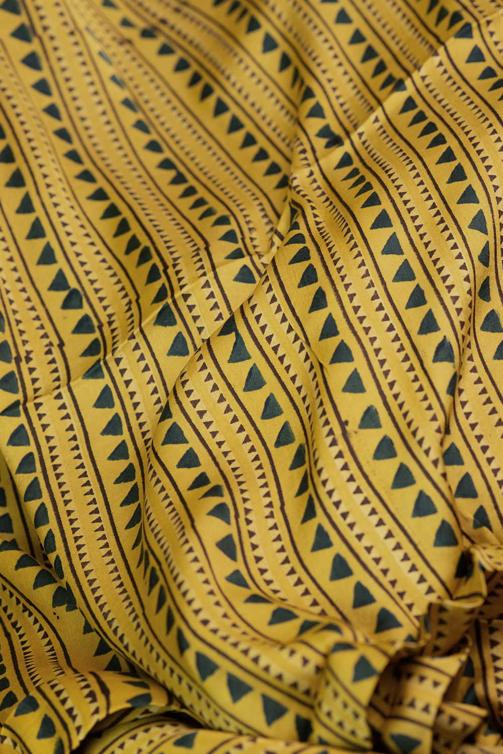 Dark Yellow Ajrak Modal Silk Fabric - Image 3