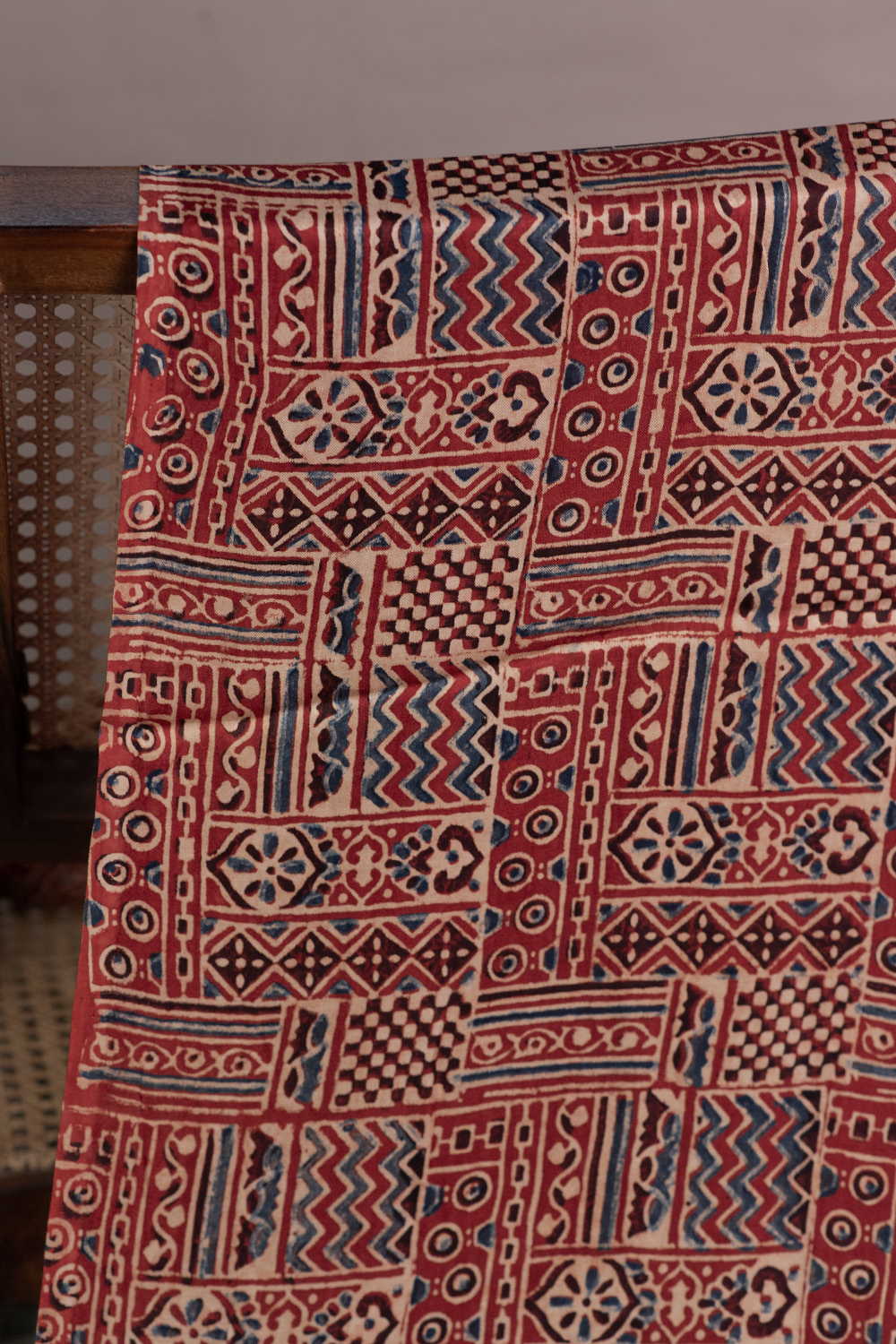 Maroon with Pattern Ajrak Modal Silk Fabric - Image 2