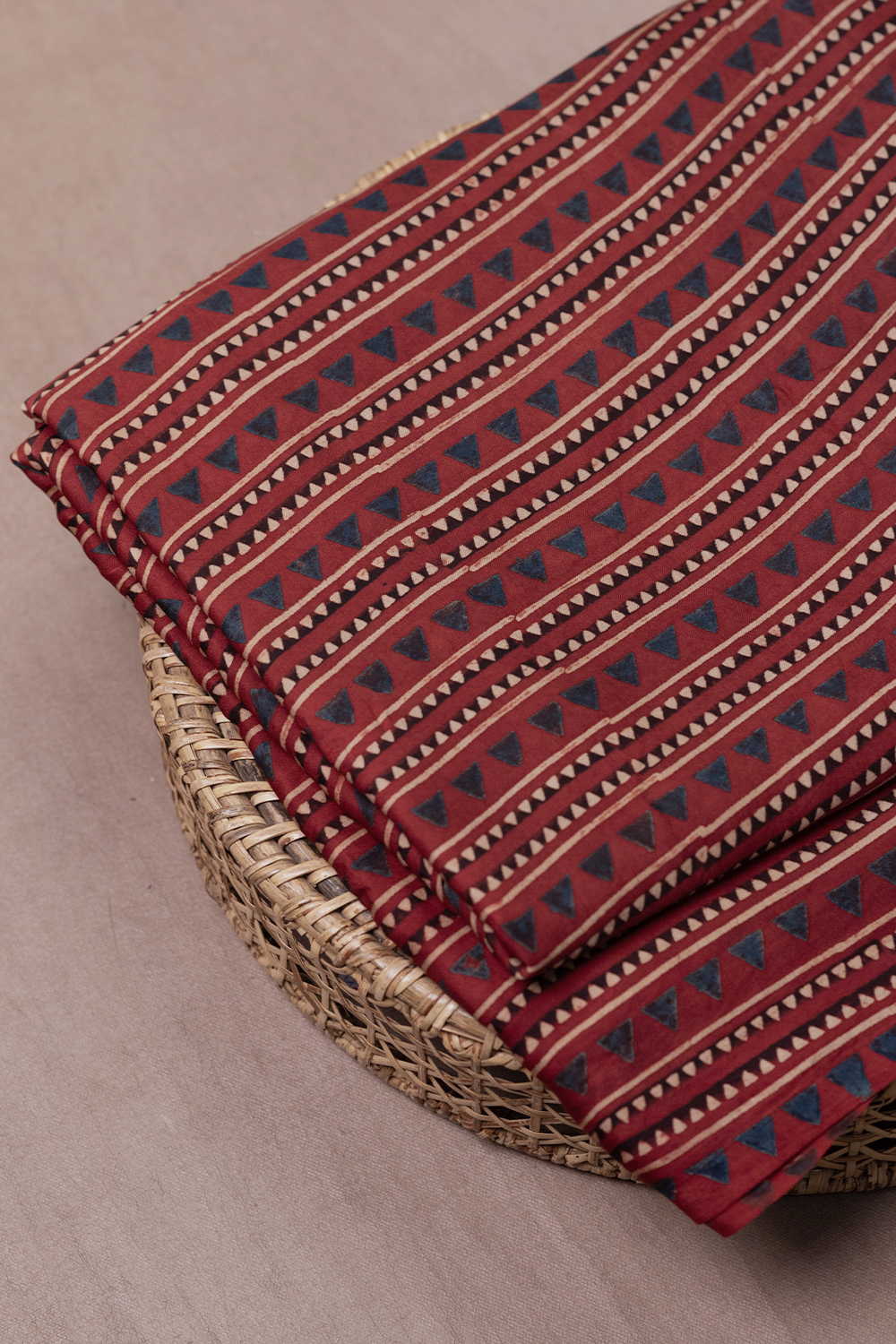 Maroon Ajrak Modal Silk Fabric