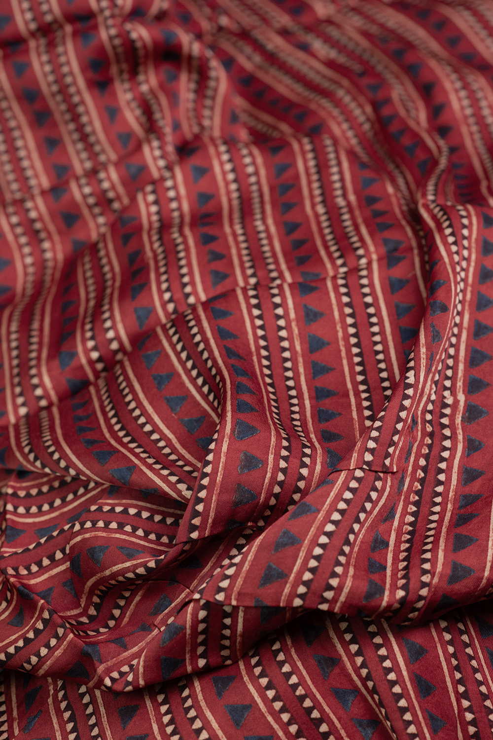 Maroon Ajrak Modal Silk Fabric - Image 2