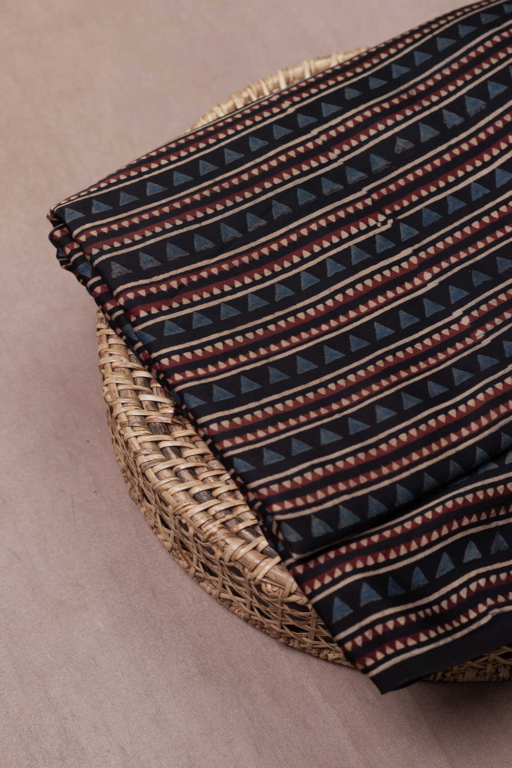 Black Ajrak Modal Silk Fabric