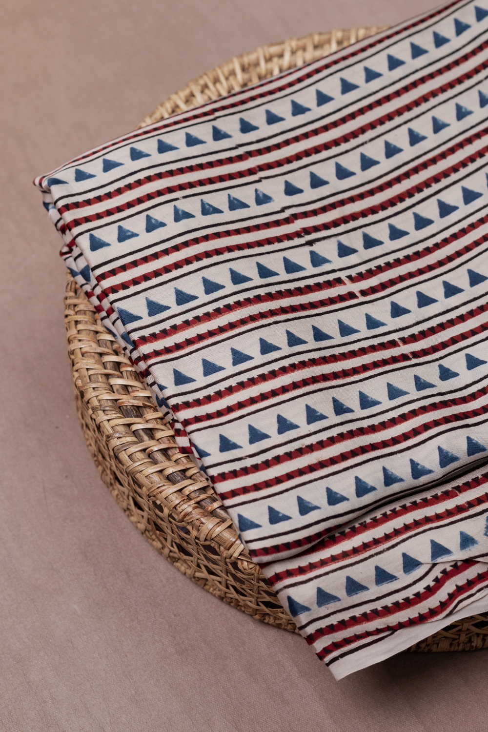 Patterned on Cream Ajrak Modal Silk Fabric