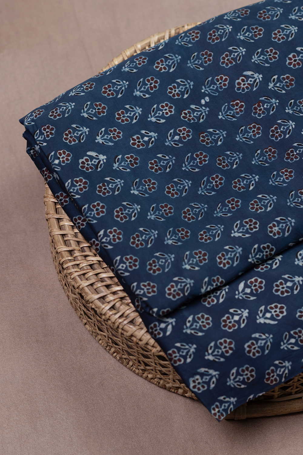 Indigo - Florets Ajrak Modal Silk Fabric - Image 2