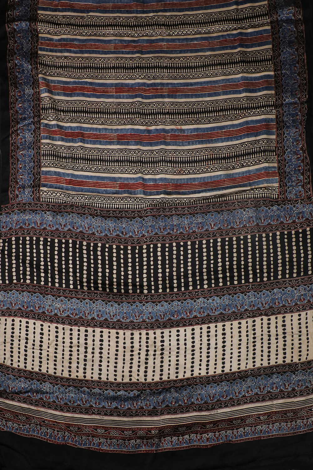Stripe Patterned Ajrak Modal Silk saree - Image 2