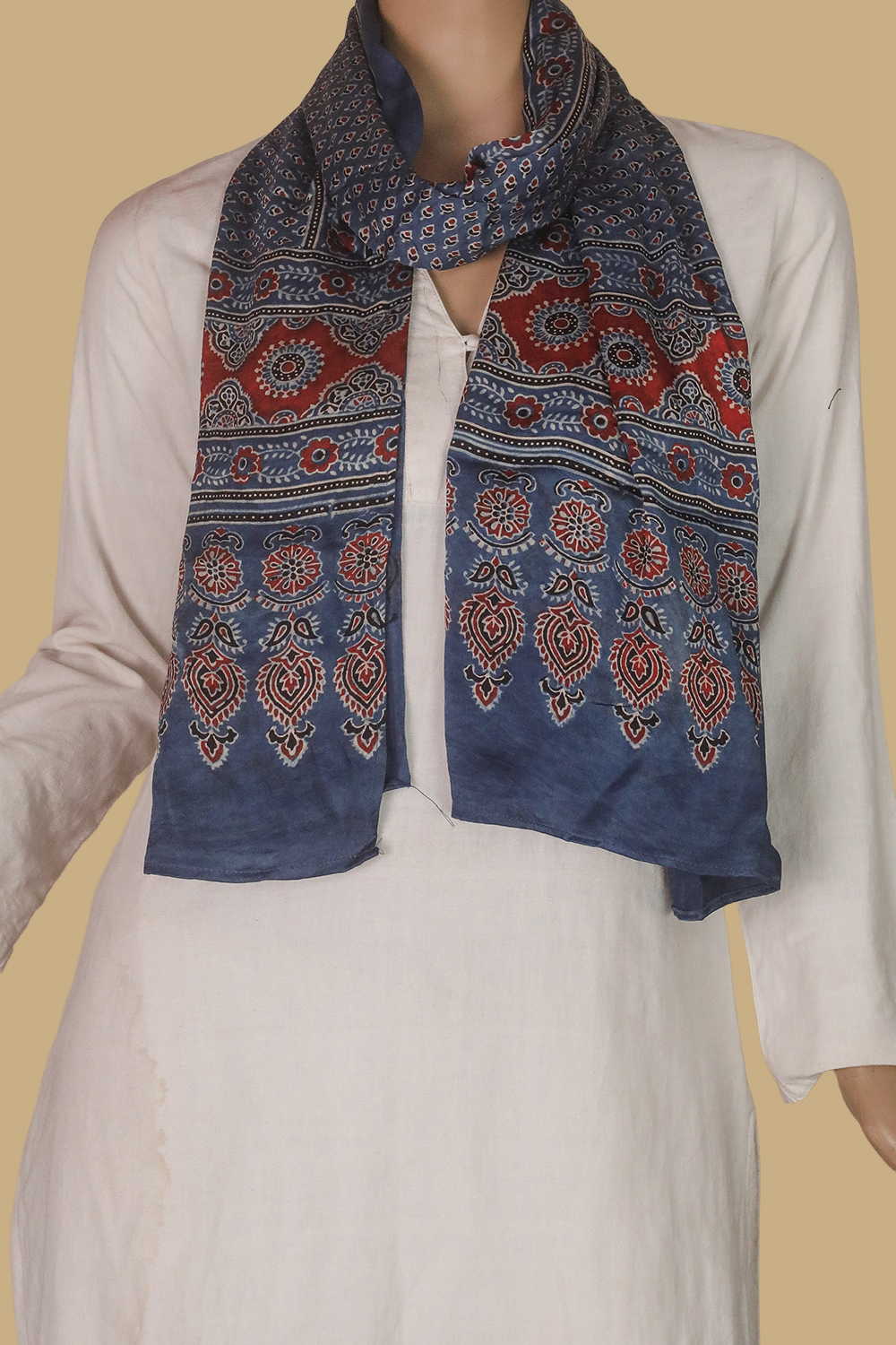 Mini Blooms Ajrak Modal Silk Stole